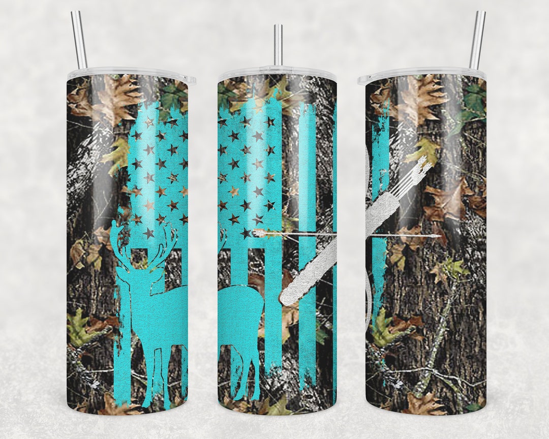 20 Oz Skinny Tumbler Sublimation Design Template Deer Recurve Bow ...