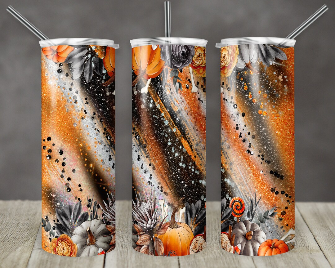 20 Oz Skinny Tumbler Sublimation Design Milkyway Fall Pumpkin Glitter ...