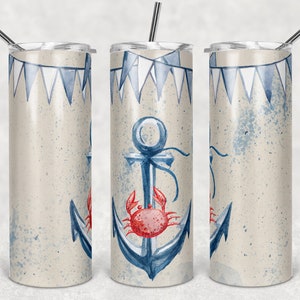 20 oz Skinny Tumbler Sublimation Design Template Nautical Bunting Anchor Digital Download PNG Instant DIGITAL ONLY rts tumblers Tamara