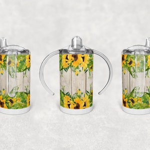 Straight Sippy Cup Sublimation Wood Sunflower Design Digital Download PNG Inst DIGITAL Only rts tumblers Tamara