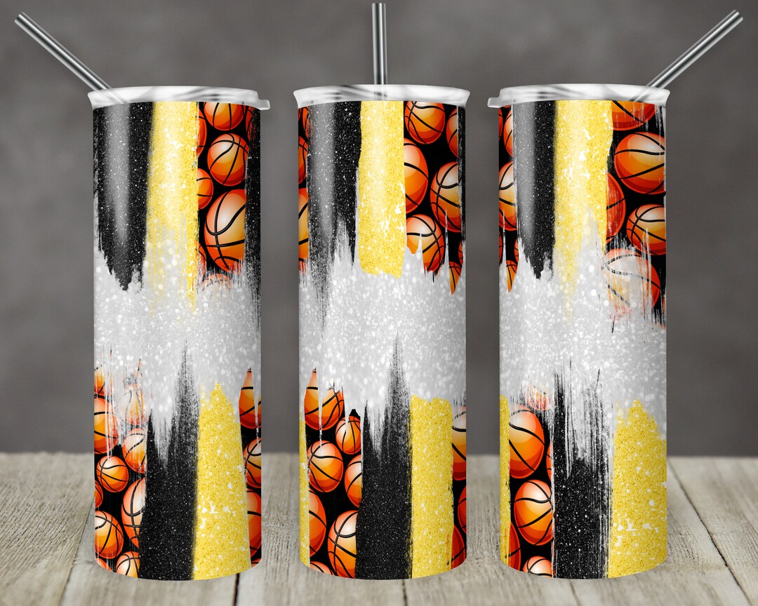 20 Oz Skinny Tumbler Sublimation Design Template Glitter Brush Yellow ...
