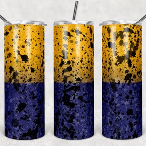 20 oz Skinny Tumbler Sublimation Design Template Blue Yellow ombre Power Wash Add School Logo Straight Warped Design Digital Download PNG
