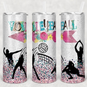 20 oz Skinny Tumbler Glitter Girls Volleyball Sublimation Design  Digital Download PNG Instant DIGITAL ONLY rts tumblers Tamara