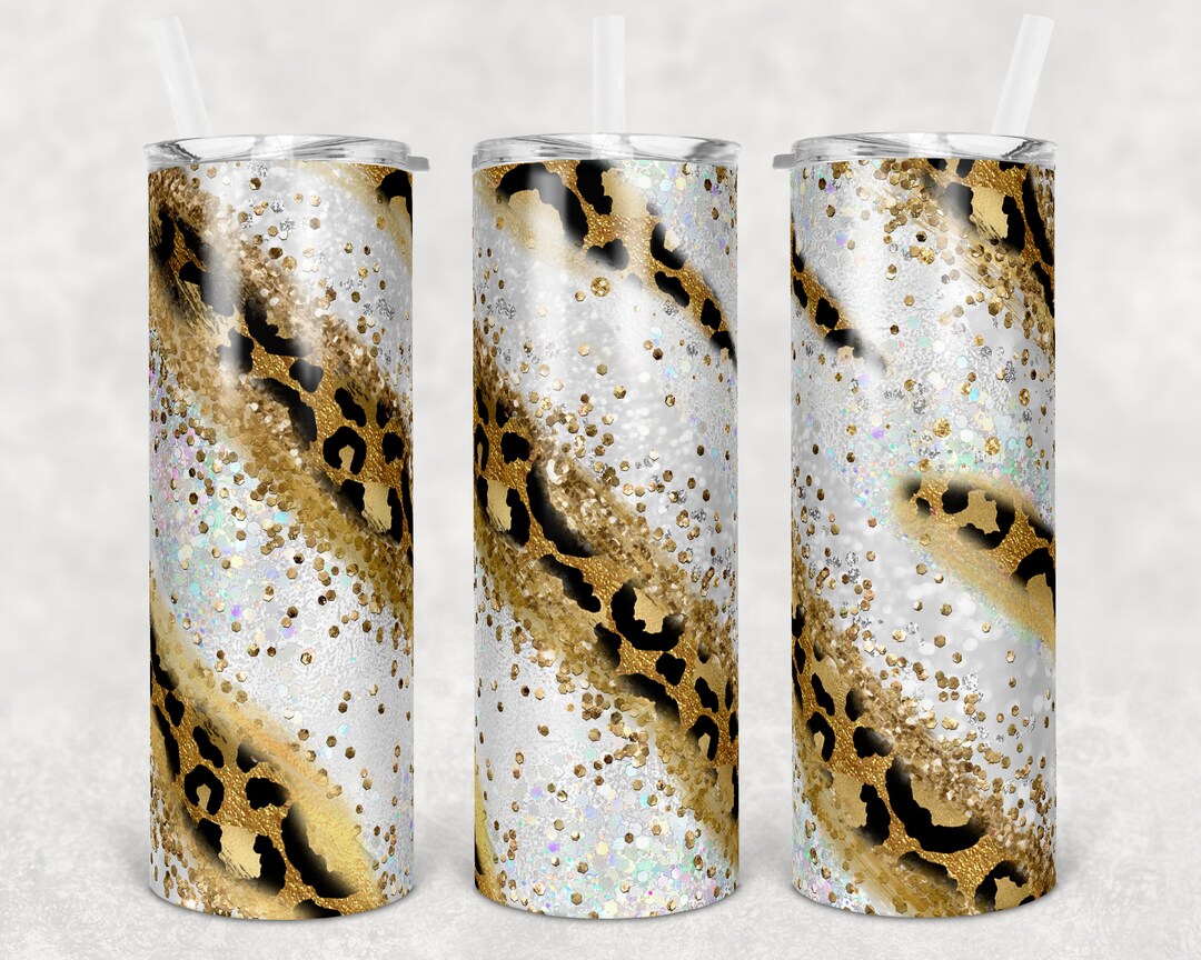 20 Oz Skinny Tumbler Sublimation Agate Milky Way Glitter Leopard Gold ...
