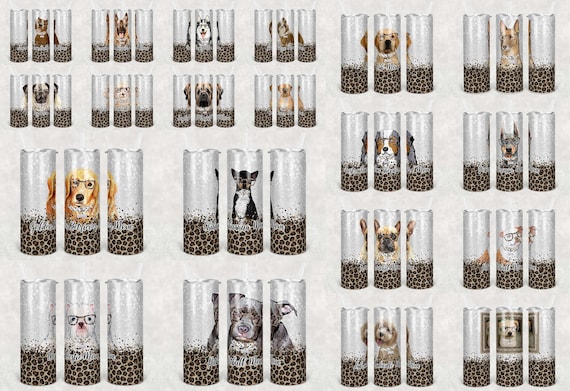 20 oz  Skinny Tumbler Sublimation 20 Dog Mom Glitter and Leopard Bundle Including Frame Blank Template Straight Warped Digital Download PNG