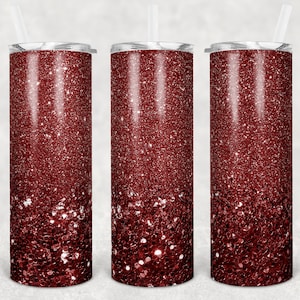 20 oz Skinny Tumbler Sublimation Design Glitzer Maroon Straight and Warped Design Digital Download PNG Tumbler Design