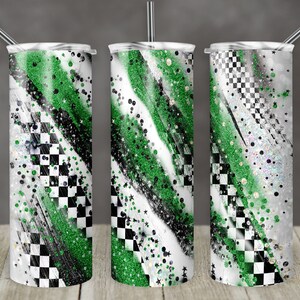 20 オンス スキニー タンブラー 昇華デザイン レーシング レース ミルキーウェイ グリーンとブラック タンブラー デジタル ダウンロード PNG インスタント デジタルのみ