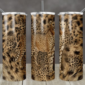20 oz Skinny Tumbler Sublimation Cheetah Spirt Animal Fur Background Straight Design Digital Download PNG tumblers Tamara