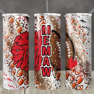 20 oz Skinny Tumbler Sublimation Template Milky Way Glitter Cheer Football MeMaw Straight Design Digital Download PNG tumblers Tamara