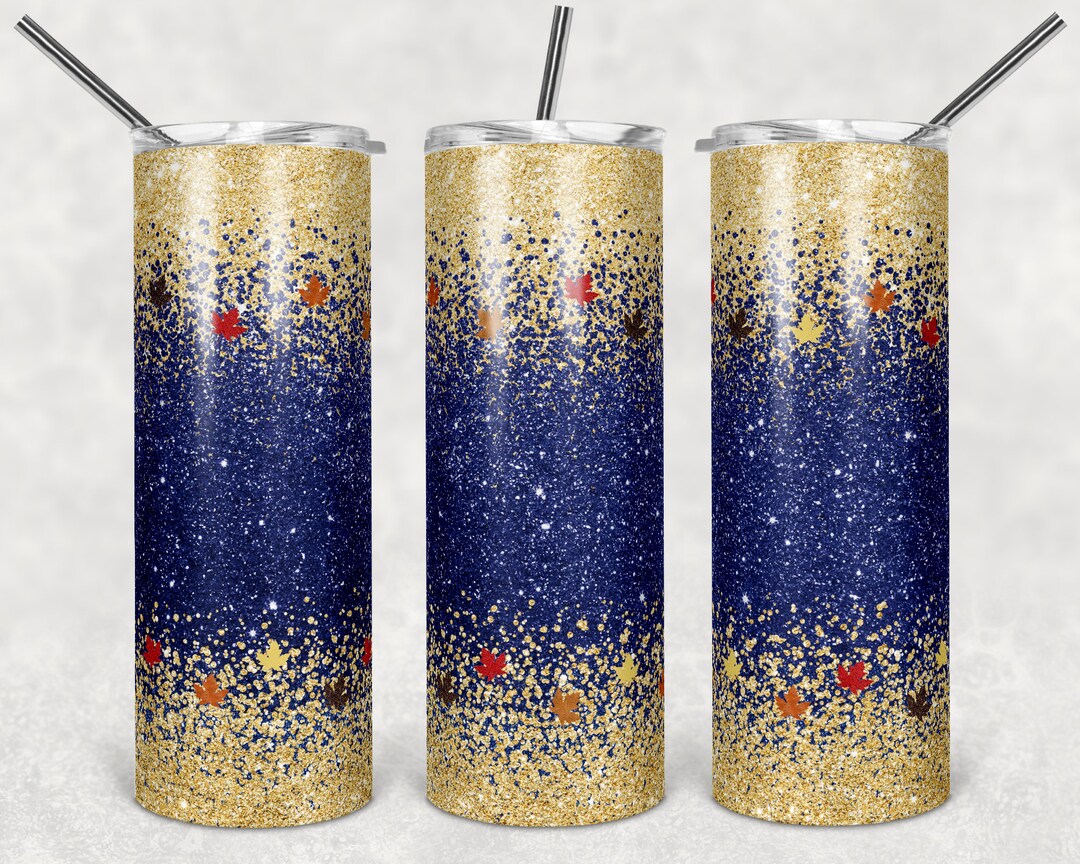 20 Oz Skinny Tumbler Sublimation Design Template Glitter Ombre Navy ...