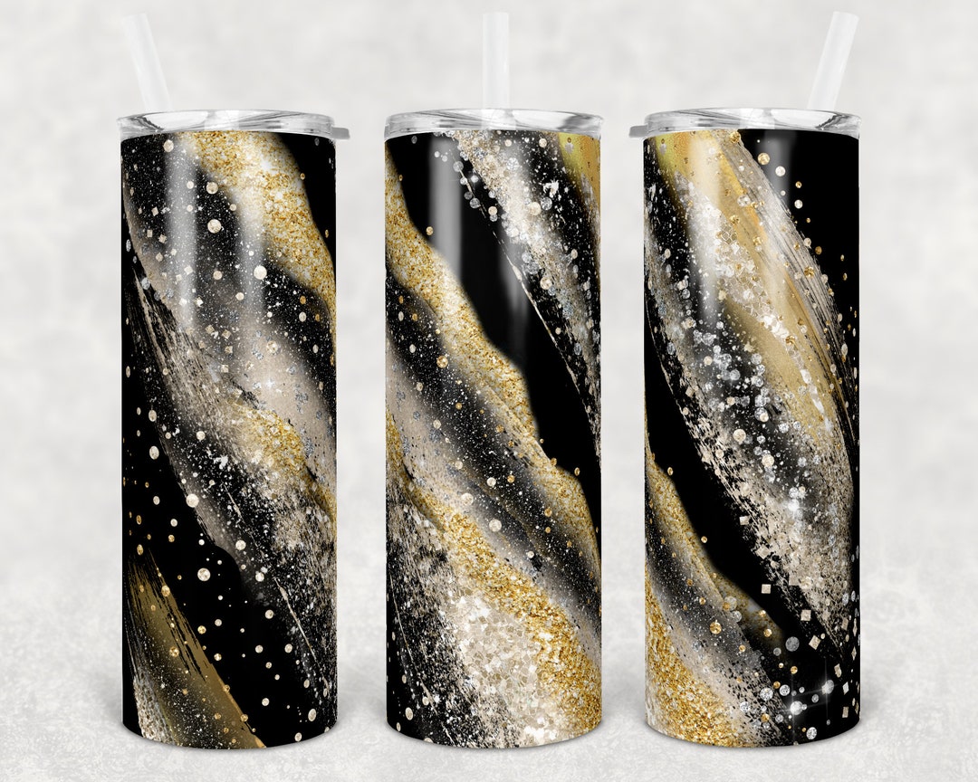 20 Oz Skinny Tumbler Sublimation Template Agate Milky Way Glitter Gold ...