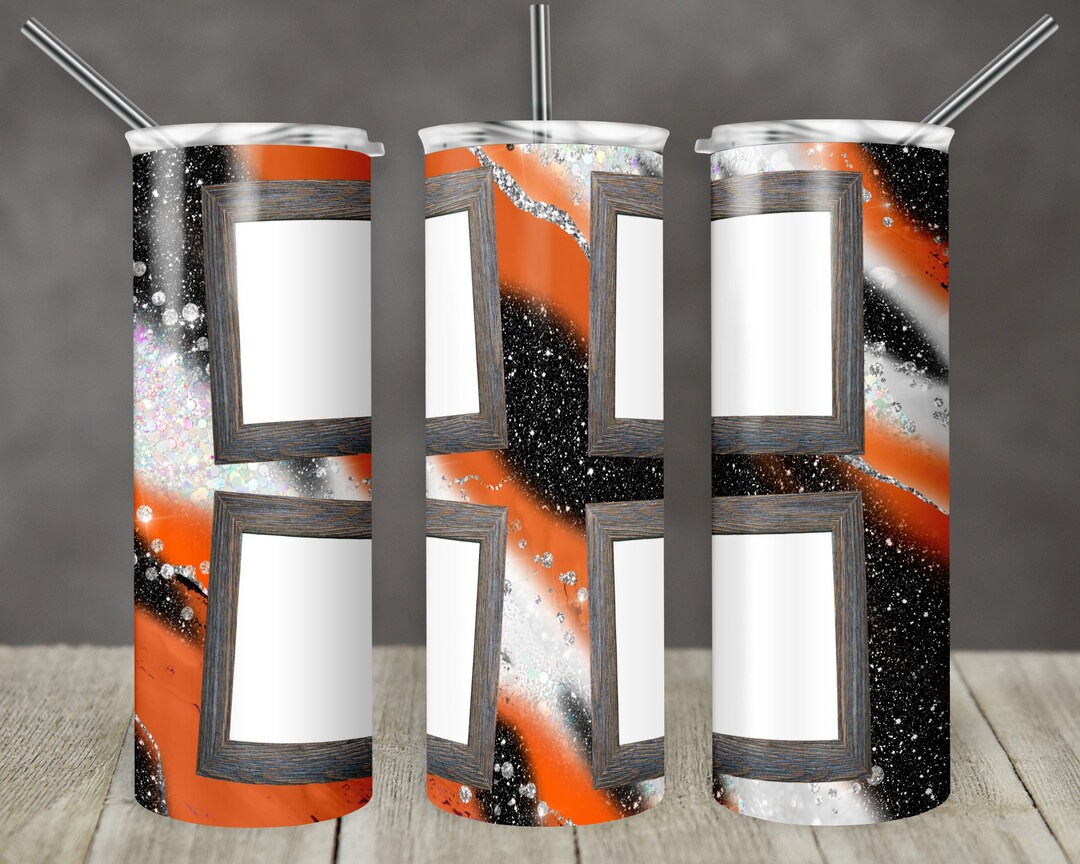 20 Oz Skinny Tumbler Sublimation Template Agate Milky Way Orange Black ...