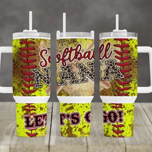 Softball Nana design 40 oz 2 piece Tumbler Sublimation Template Digital Download PNG Sports bats Softball tumbler mom