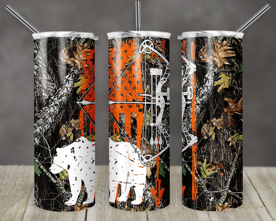 20 Oz Skinny Tumbler Sublimation Design Template Bear Bow Hunting ...