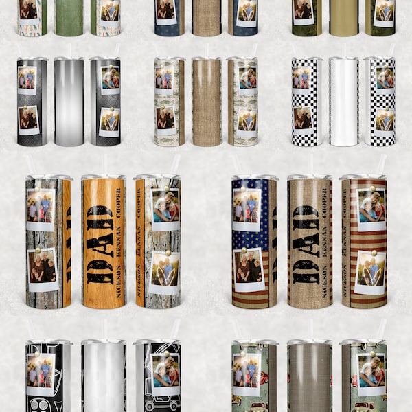 Fathers Day Photo frame Tumbler BUNDLE 20 oz Skinny Tumbler Sublimation Design 10 designs Straight and Warped Design Digital Download PNG