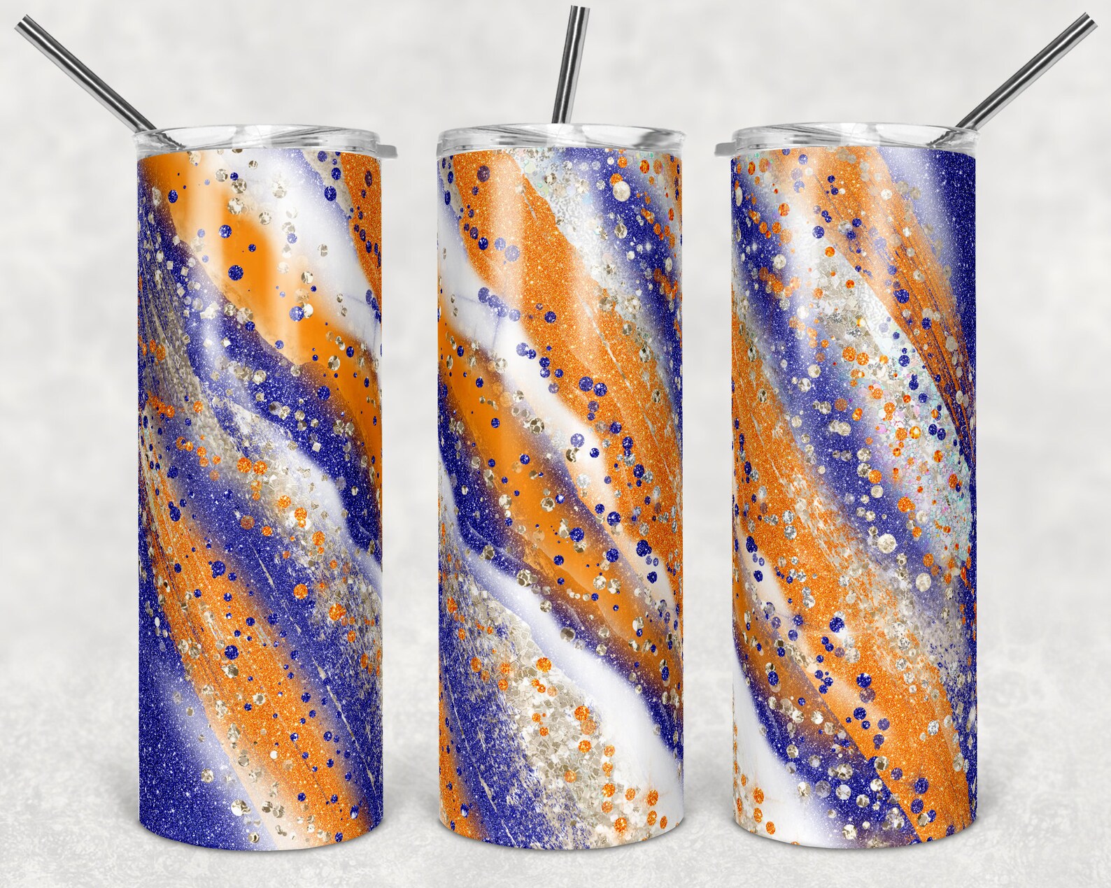 20 Oz Skinny Tumbler Sublimation Template Agate Milky Way Blue Orange ...
