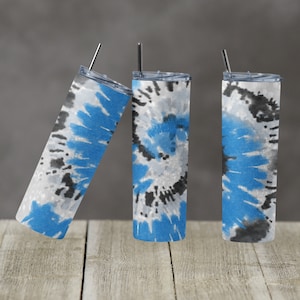 20 oz Skinny Tumbler TieDye Tie Dye Glitter Blue Black Silver Sublimation Design Digital Download PNG Instant DIGITAL ONLY rts tumblers