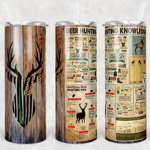 20 Oz Skinny Tumbler Deer Hunting Knowledge Sublimation Design Digital ...