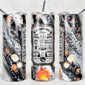 20 oz Skinny Tumbler Milky way Vintage Sign Camping Rules Camp Sublimation Design Download PNG DIGITAL ONLY rts tumblers Tamara