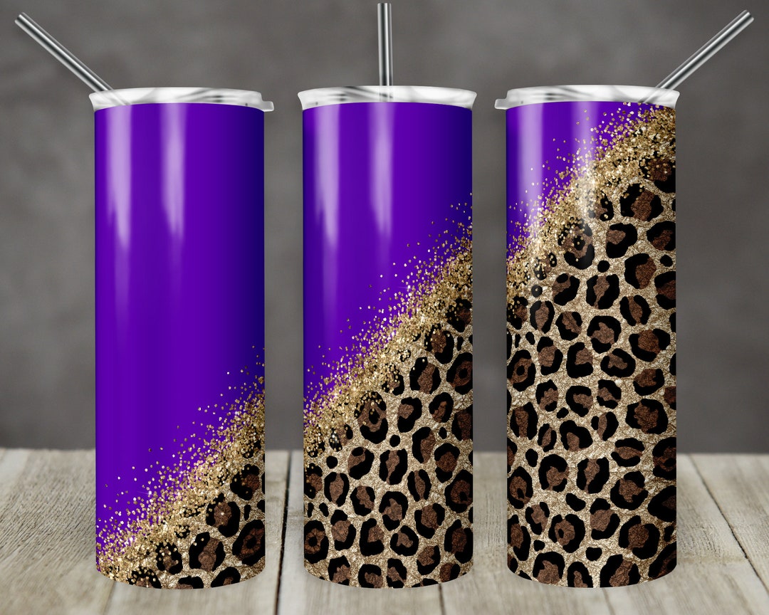 20 Oz Skinny Tumbler Sublimation Design Template Glitter Gold Purple ...