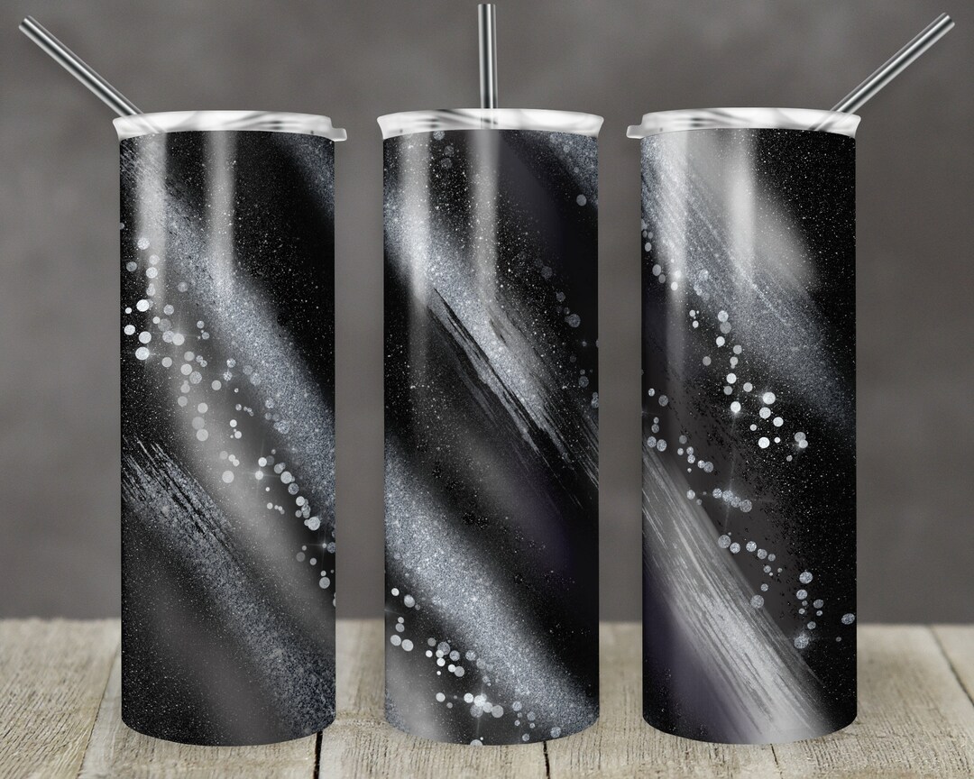 20 Oz Skinny Tumbler Sublimation Template Agate Milky Way Black Gray ...