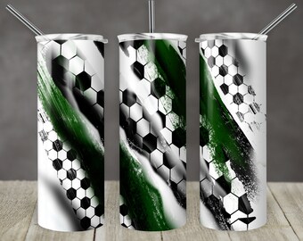 20 oz Skinny Tumbler Sublimation Template Milky Way Solid Dark Green Black Sports Soccer Straight Design Digital Download PNG tumblers