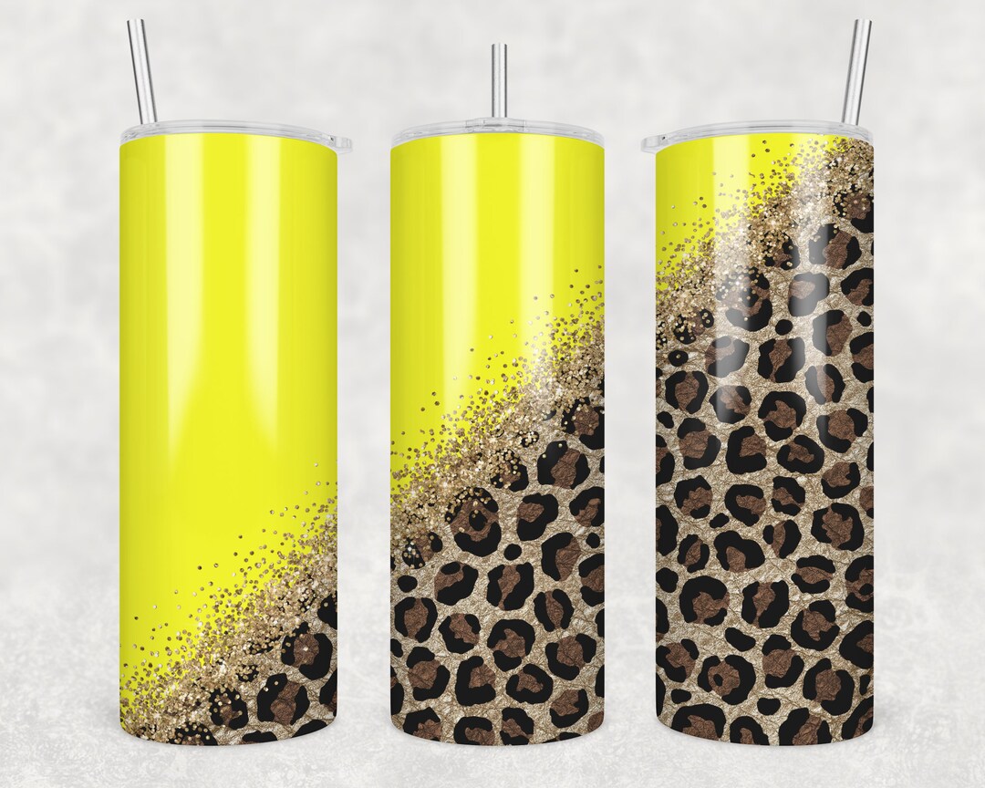 20 Oz Skinny Tumbler Sublimation Design Template Glitter Gold Yellow ...