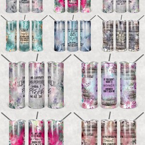 Floral and Wood Splash Funny Sarcastic Quote 10 design BUNDLE 20 oz Skinny Tumbler Sublimation Design Template Design Digital Download PNG
