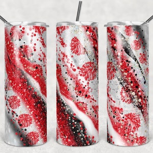 20 oz Skinny Tumbler Sublimation Template Milky Way milkyway Glitter Cheer Red Straight Design Digital Download PNG