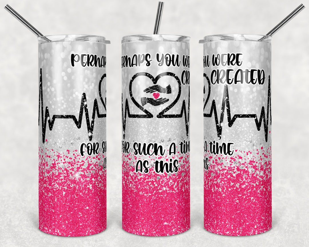 20 Oz Skinny Tumbler Sublimation Design Template Glitter Nurse Hot Pink ...