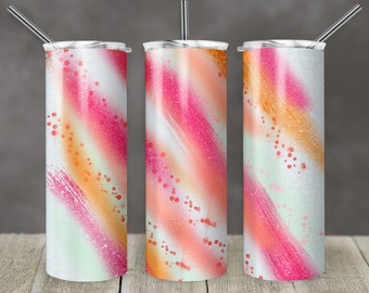 20 oz Skinny Tumbler Sublimation Template Agate Milky Way Spring Color Bright Pink Orange Straight Design Digital Download PNG tumblers