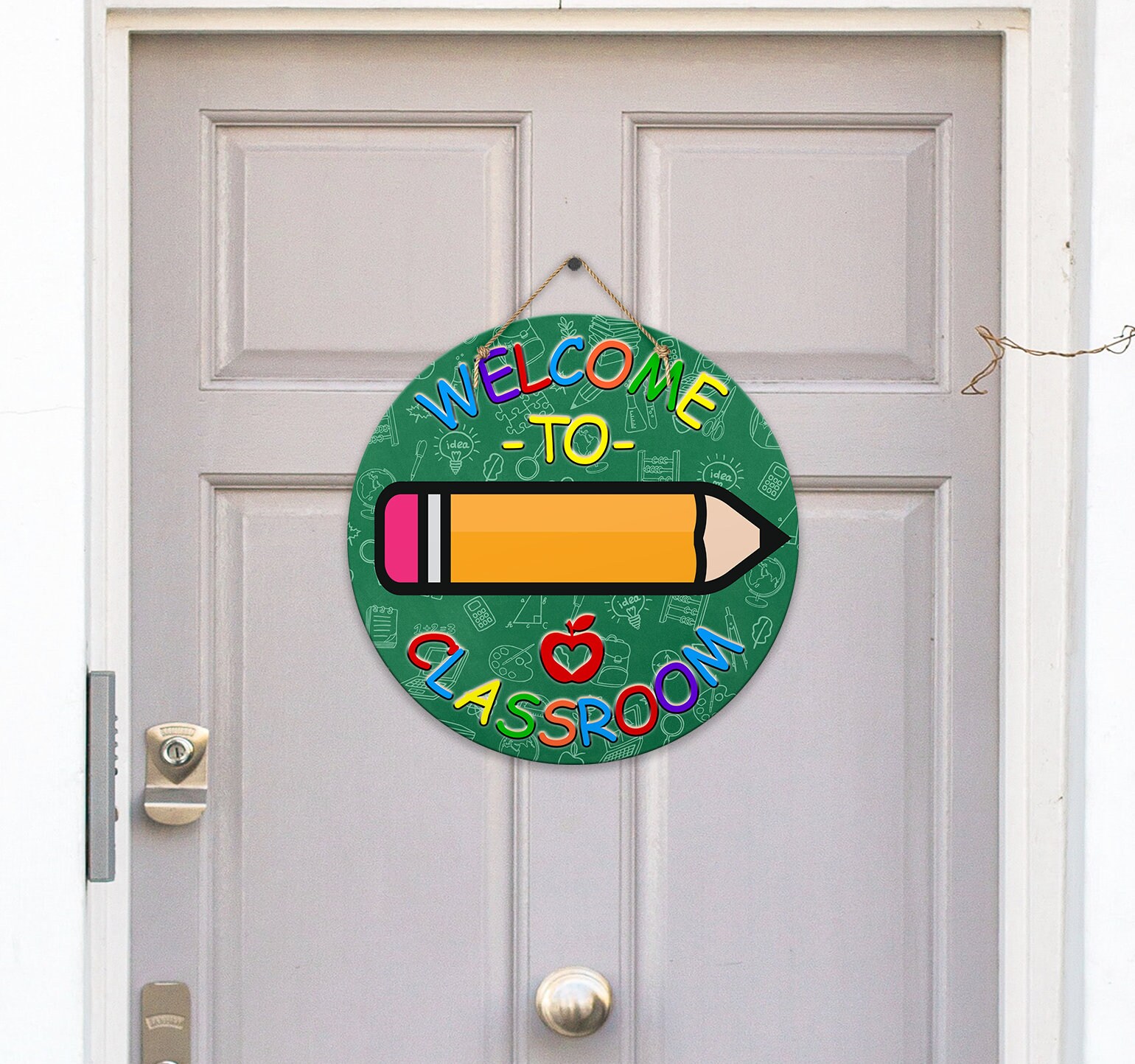 Teacher Round Door Hanger Design for School Classroom Sublimation ...