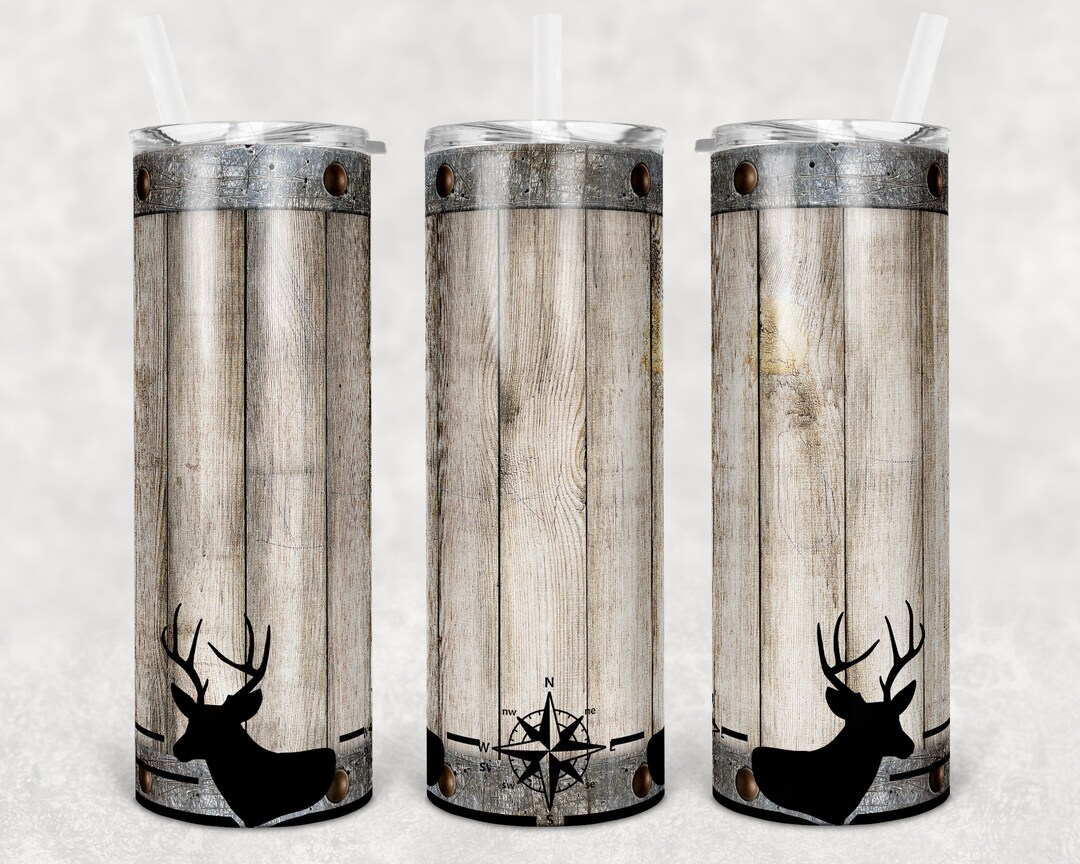 20 Oz Skinny Tumbler Sublimation Deer Wood Barrel Design Template ...