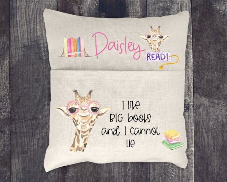 Pocket Pillow Sublimation Design Giraffe Reading Pillow Etsy