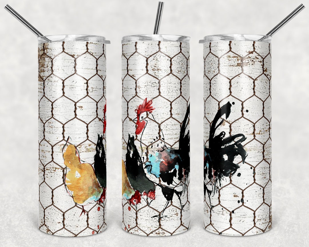20 Oz Skinny Tumbler Chicken Wire Chicken Farm Sublimation Design ...