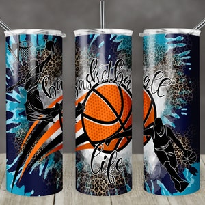 20 oz Skinny Tumbler Sublimation Template TieDye Basketball Sports Leopard Straight Design Digital Download PNG tumblers Sport tie dye