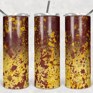 20 oz Skinny Tumbler Sublimation Design Template Maroon Gold Yellow Power Wash Add School Logo Straight Warped Design Digital Download PNG