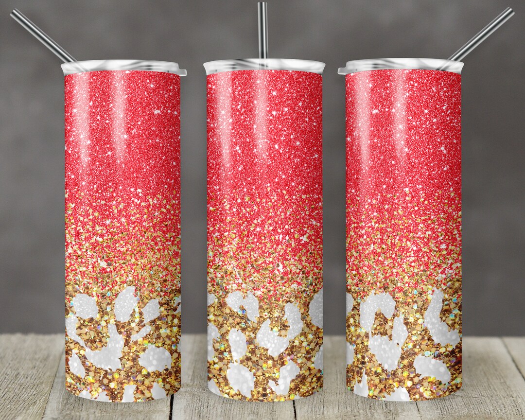 20 Oz Skinny Tumbler Sublimation Design Template Glitter Gold Coral ...