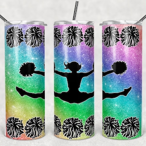 20 oz Skinny Tumbler Cheer Glitter Sublimation Design  Digital Download PNG Instant DIGITAL ONLY rts tumblers Tamara