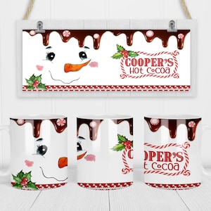 Sublimation Coffee Mug Hot Cocoa Christmas Hot Chocolate Mug Snowman Candy Cane Sublimation Design Digital Download PNG DIGITAL ONLY