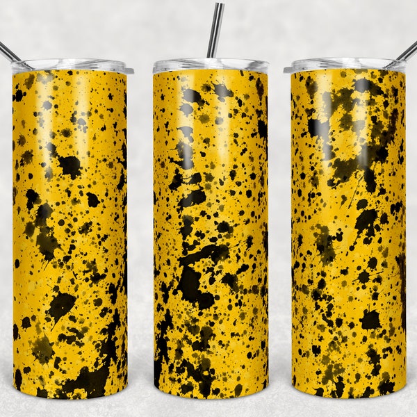 20 oz Skinny Tumbler Sublimation Design Template Yellow Black Power Wash Add School Logo Straight Warped Design Digital Download PNG