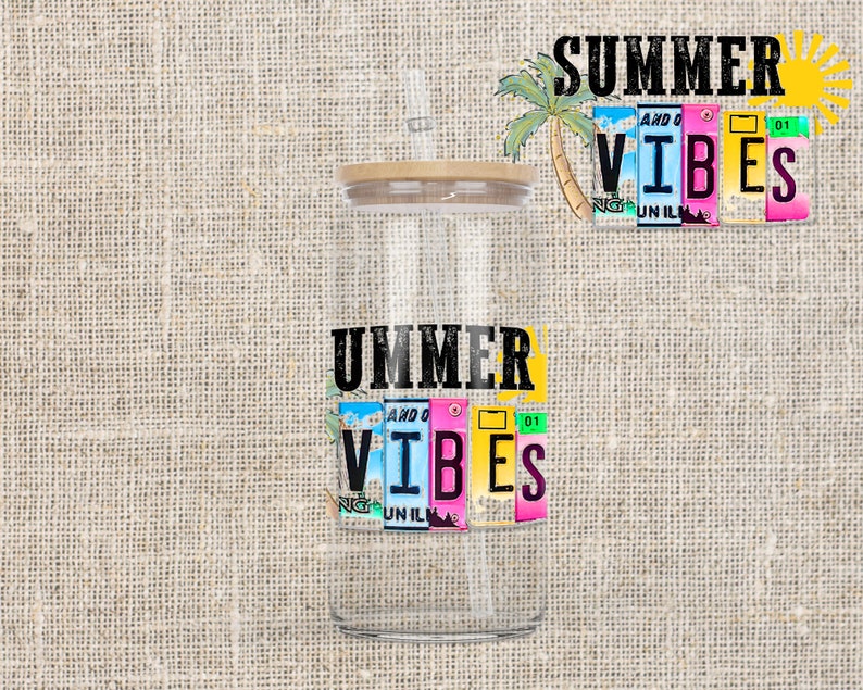 16 Oz Libbey Glass Can Tumbler Sublimation Design License Plate Summer ...