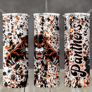 20 oz Skinny Tumbler Sublimation Design Template Panthers Deep Orange Power Wash Add Name Straight Design Digital Download PNG