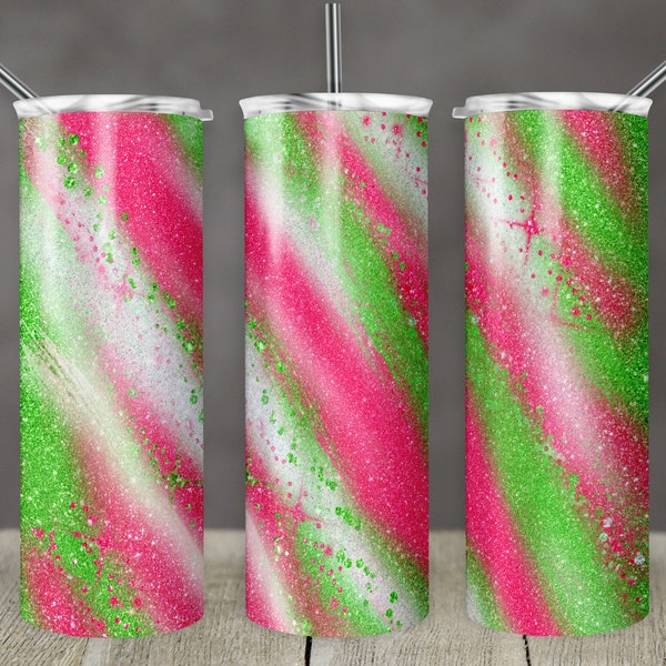 20 oz Skinny Tumbler Sublimation Template Agate Milky Way Hot Pink Lime Green Glitter Straight Design Digital Download PNG tumblers Tamara