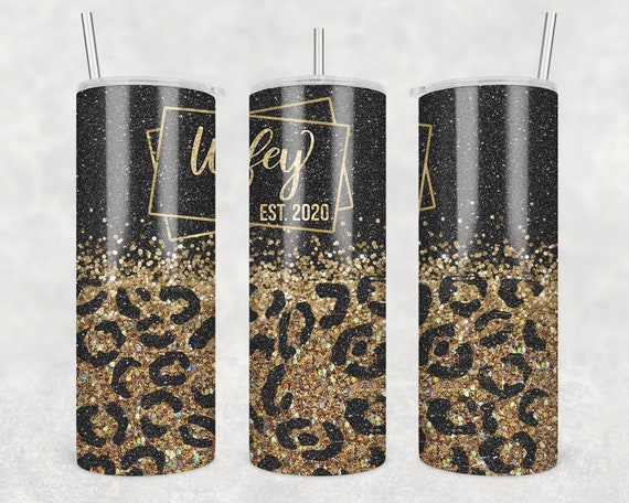 20 Oz Skinny Tumbler Sublimation Design Template Gold Glitter Swirl ...