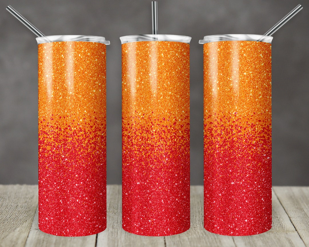20 Oz Skinny Tumbler Sublimation Design Template Glitter Ombre Red ...
