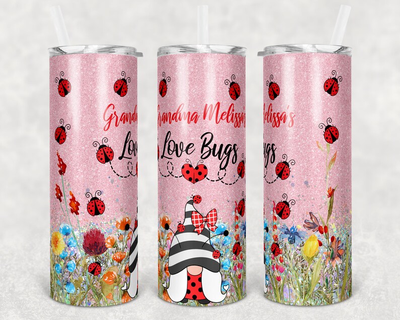 20 oz Skinny Tumbler Personalize with names Wildflower Love Etsy