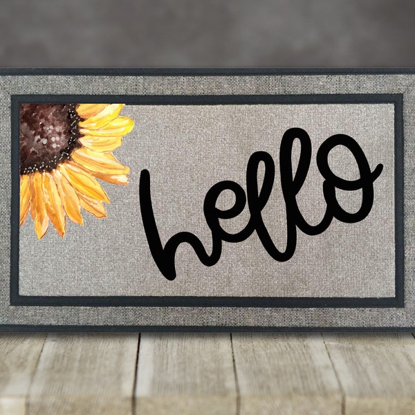 Sublimation Door Mat Design Hello Sunflower can also be used for Pillows Placemats Aprons Tote Bags Towels Digital Download PNG DIGITAL ONLY