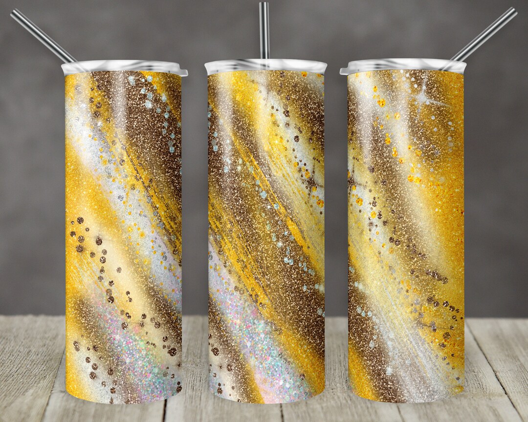 20 Oz Skinny Tumbler Sublimation Template Agate Milky Way Glitter Gold ...