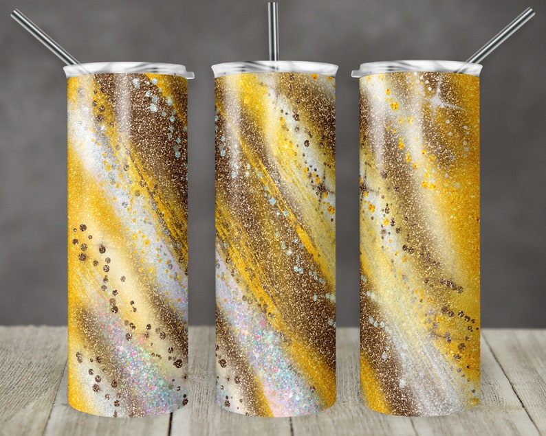20 Oz Skinny Tumbler Sublimation Template Agate Milky Way Glitter Gold ...